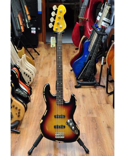 Vintage VJ74 Icon Fretless Bass Distressed Sunburst